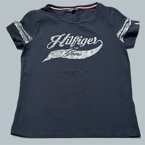 Tommy Hilfiger Women's Navy Blue Short Sleeve small t shirt baby tee 2010s